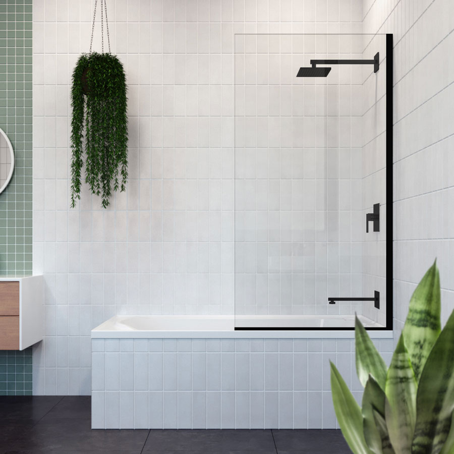 Shower Screen with MDF Front Panel Bathroom Bathtub Breeze 1800 x 800 Designer Straight Single Ended Acrylic Bath 